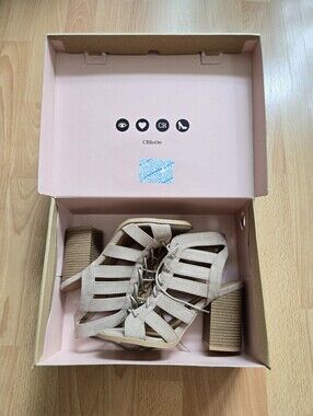 Brand new Charlotte Russe Strappy Lace-Up Block Heel Sandals - Taupe